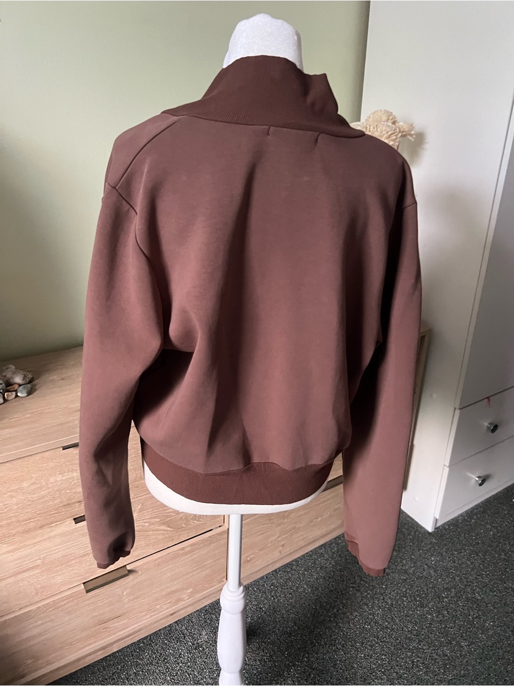 Brown V-Neck Plunge Shrug Style Long-sleeve Cozy Sweater Sweatshirt Loungewear L - Picture 8 of 16